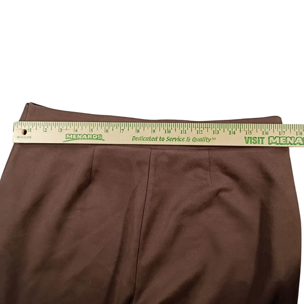 NYCC Trousers Women Large Brown Wide Leg Gold‎ O-Ring Belt Stretch